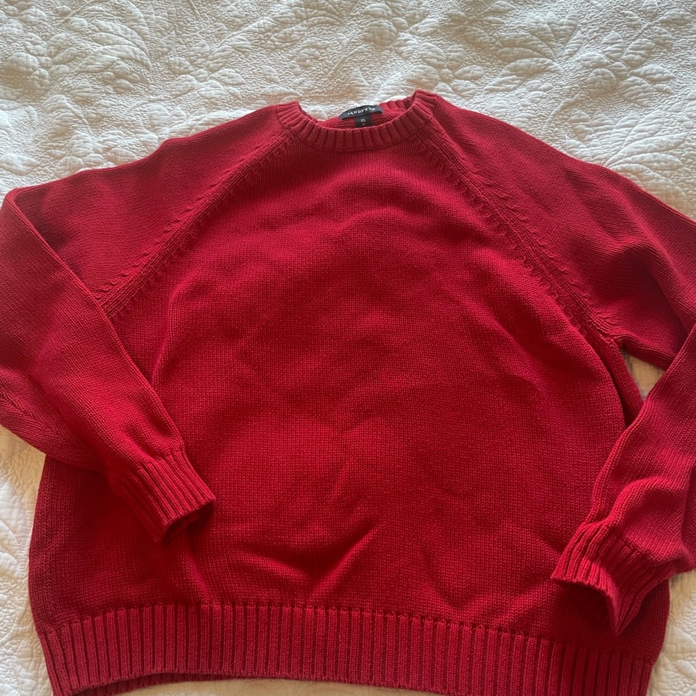 Lands' End Vibrant Red Sweater xl long sleeve cotton